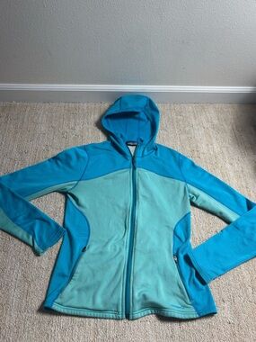 Patagonia Women's Two-Tone Teal Hooded Fleece Jacket